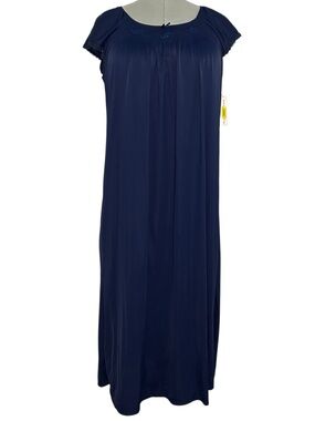 NWT Vintage Deadstock Miss Elaine Navy Blue Nightgown Size S